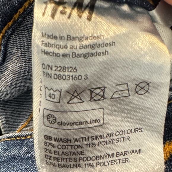 H&M Boys Blue Denim Slim Fit Jeans Size 18 - Picture 4 of 8